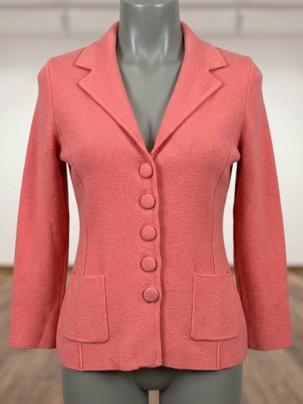 Audrey & Grace Coral Textured Button-Front Blazer